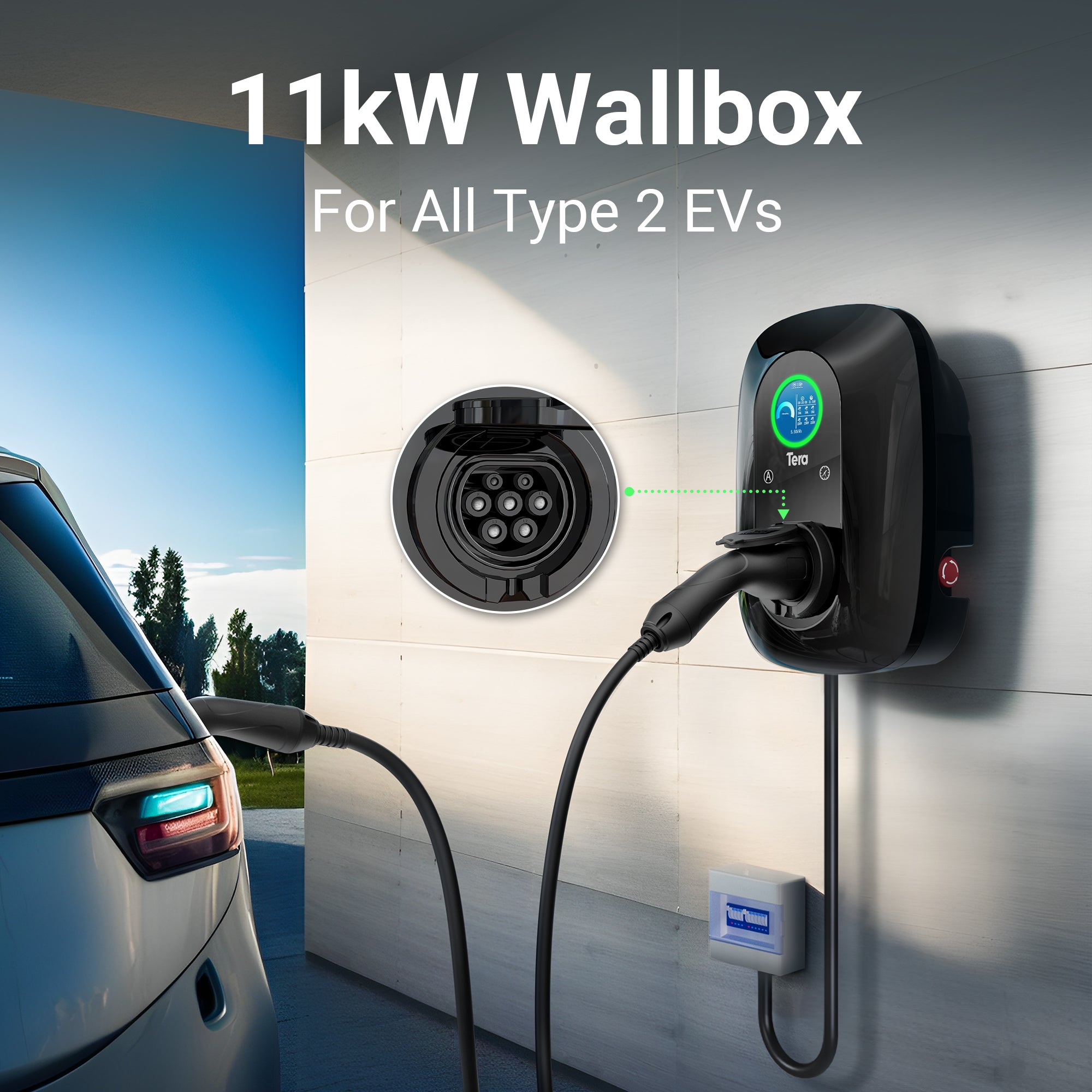 16A 400V 11KW Type 2 Black Home Charging Station Wallbox W03