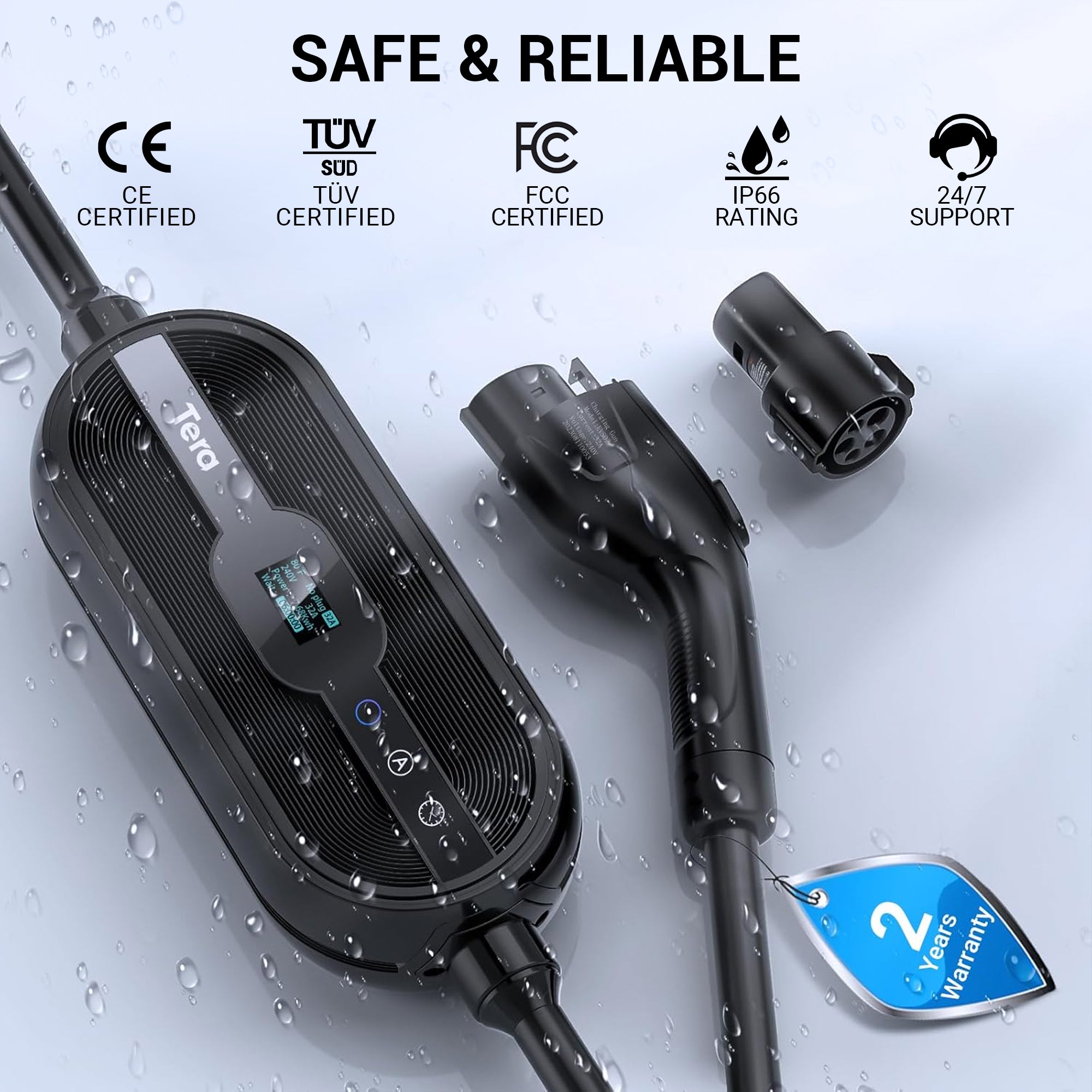 32A 240V Portable EV Charger for SAE J1772 & TESLA -1