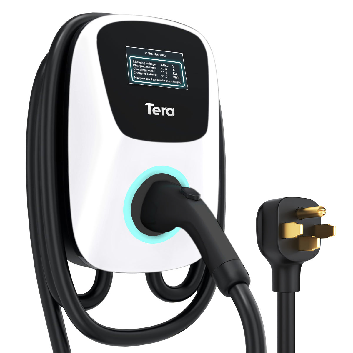 48 A 240 V Level 2 weißes Heim-EV-Ladegerät für SAE J1772 und TESLA W01