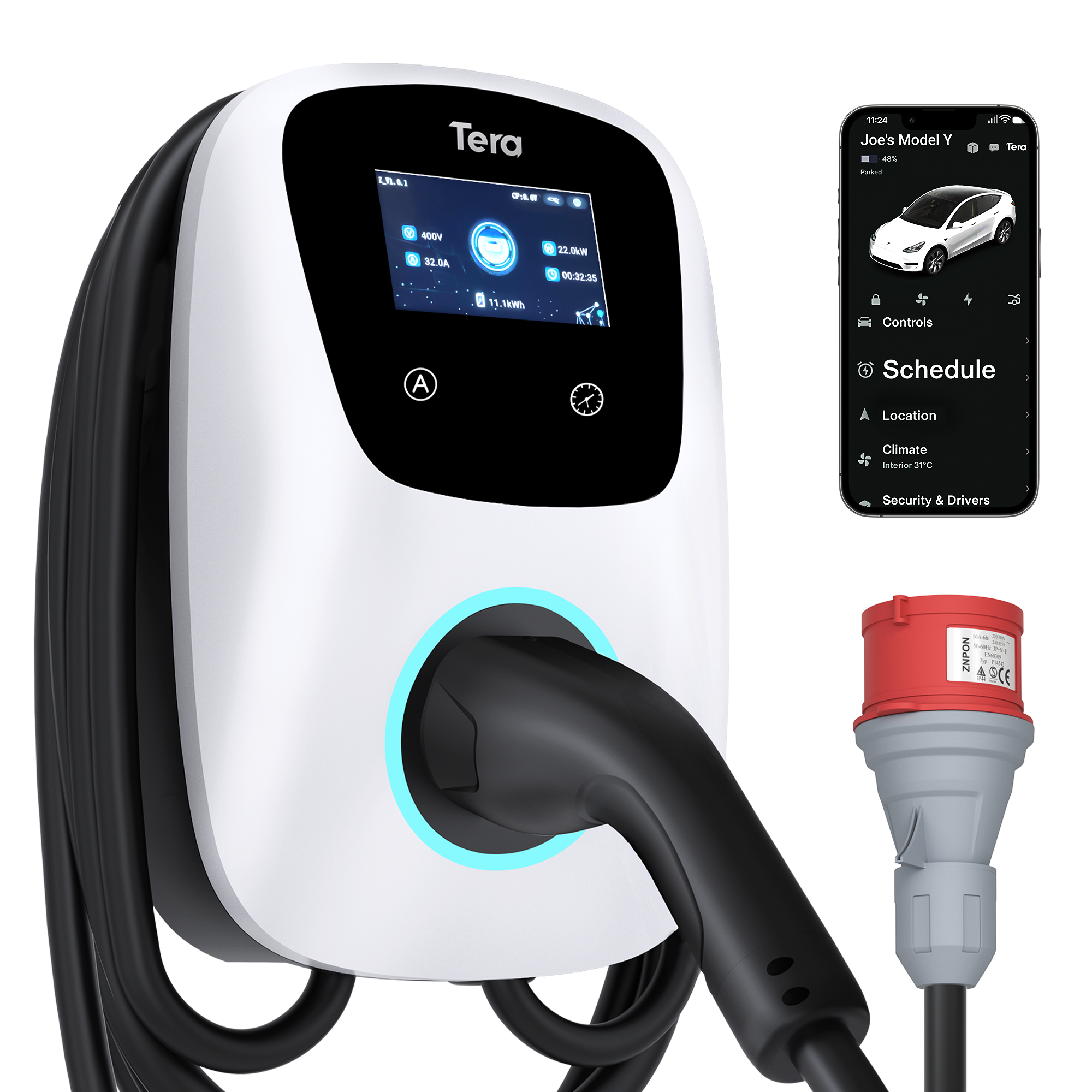 32A 400V Type 2 Home EV Charger CEE 3-Phase Plug for All EVs & PHEVs