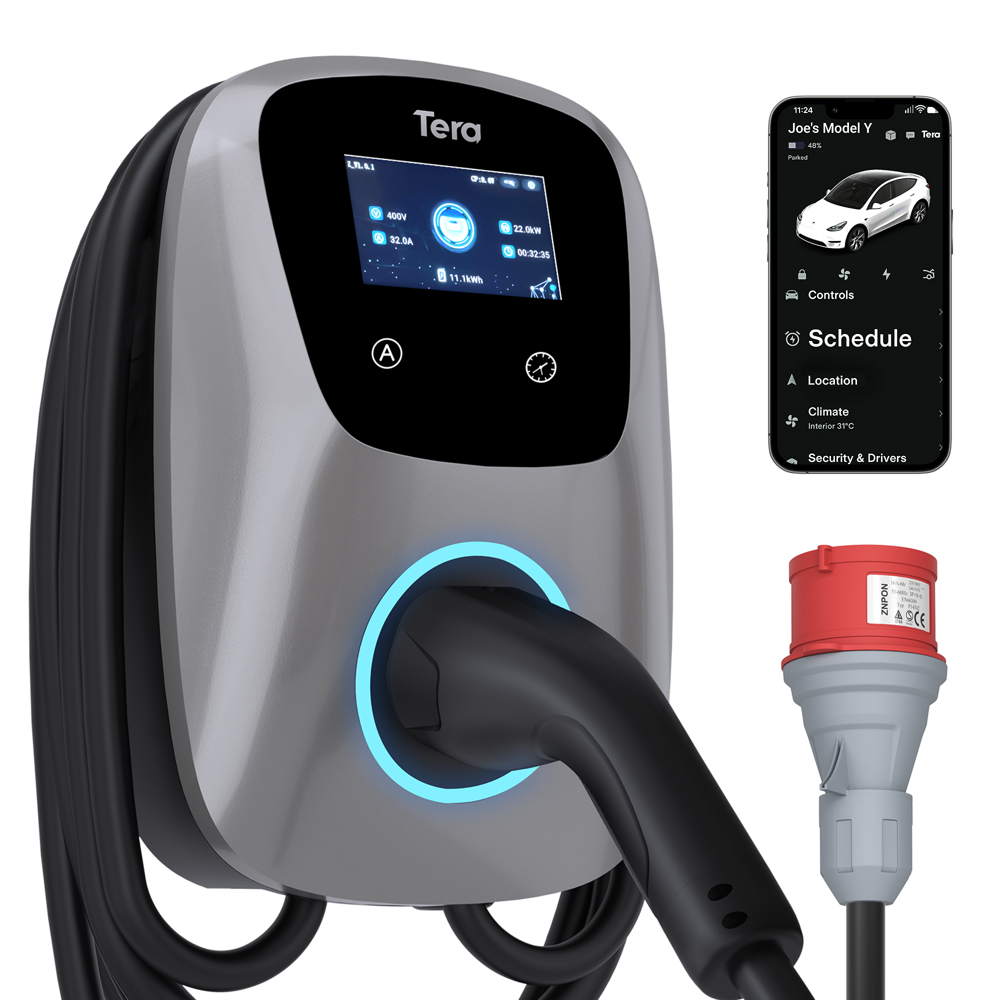 32A 400V Type 2 Home EV Charger CEE 3-Phase Plug for All EVs & PHEVs