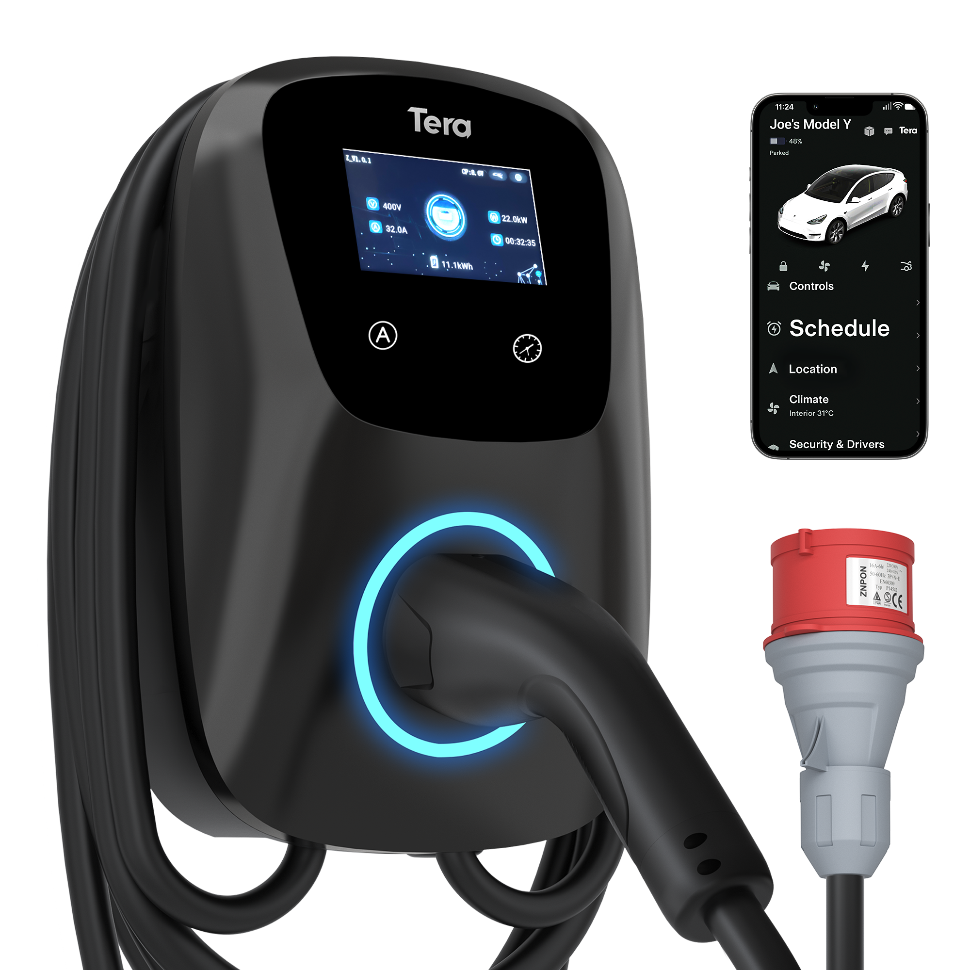 32A 400V Type 2 Home EV Charger CEE 3-Phase Plug for All EVs & PHEVs