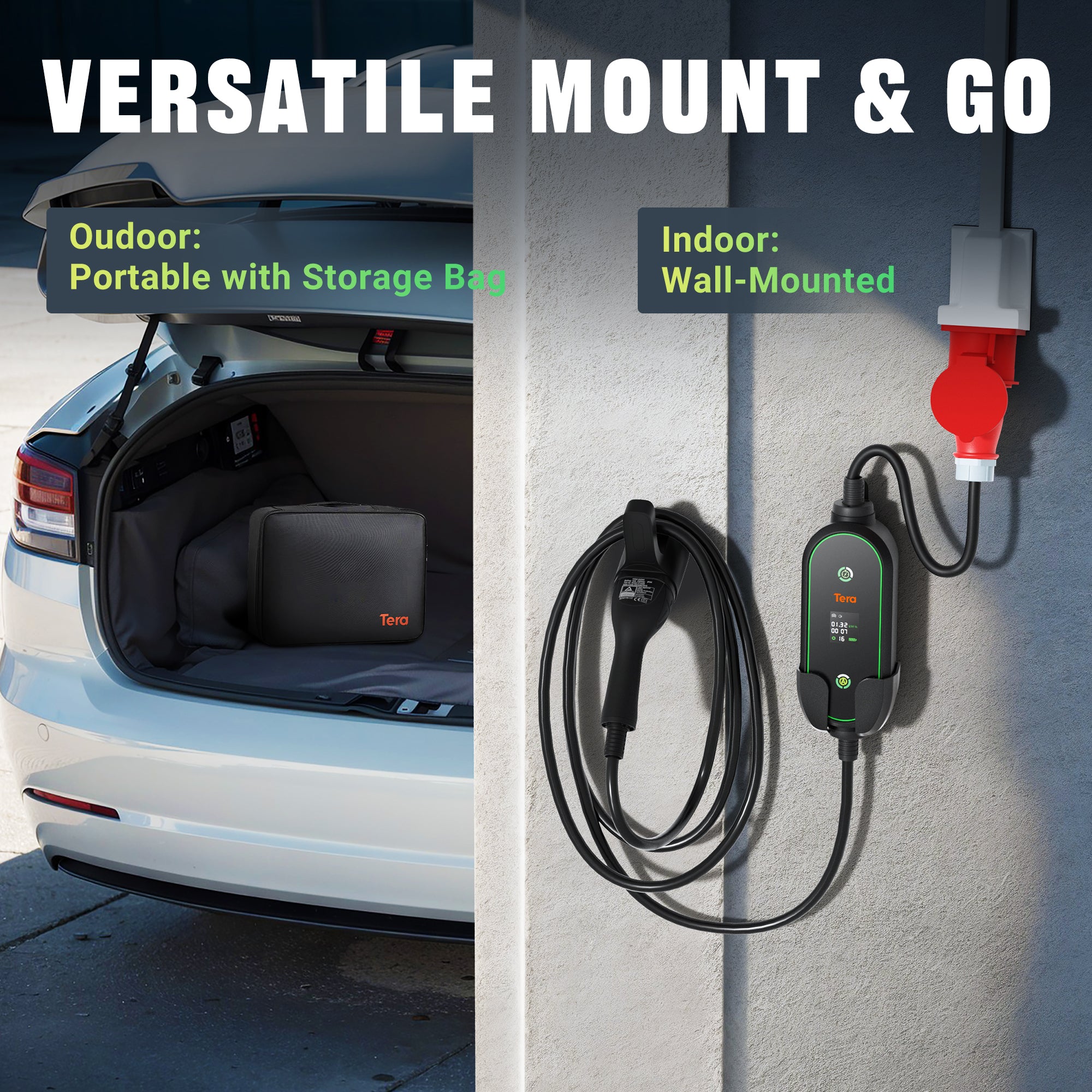 16A 400V Portable EV Charger for all European EVs & PHEVs P03