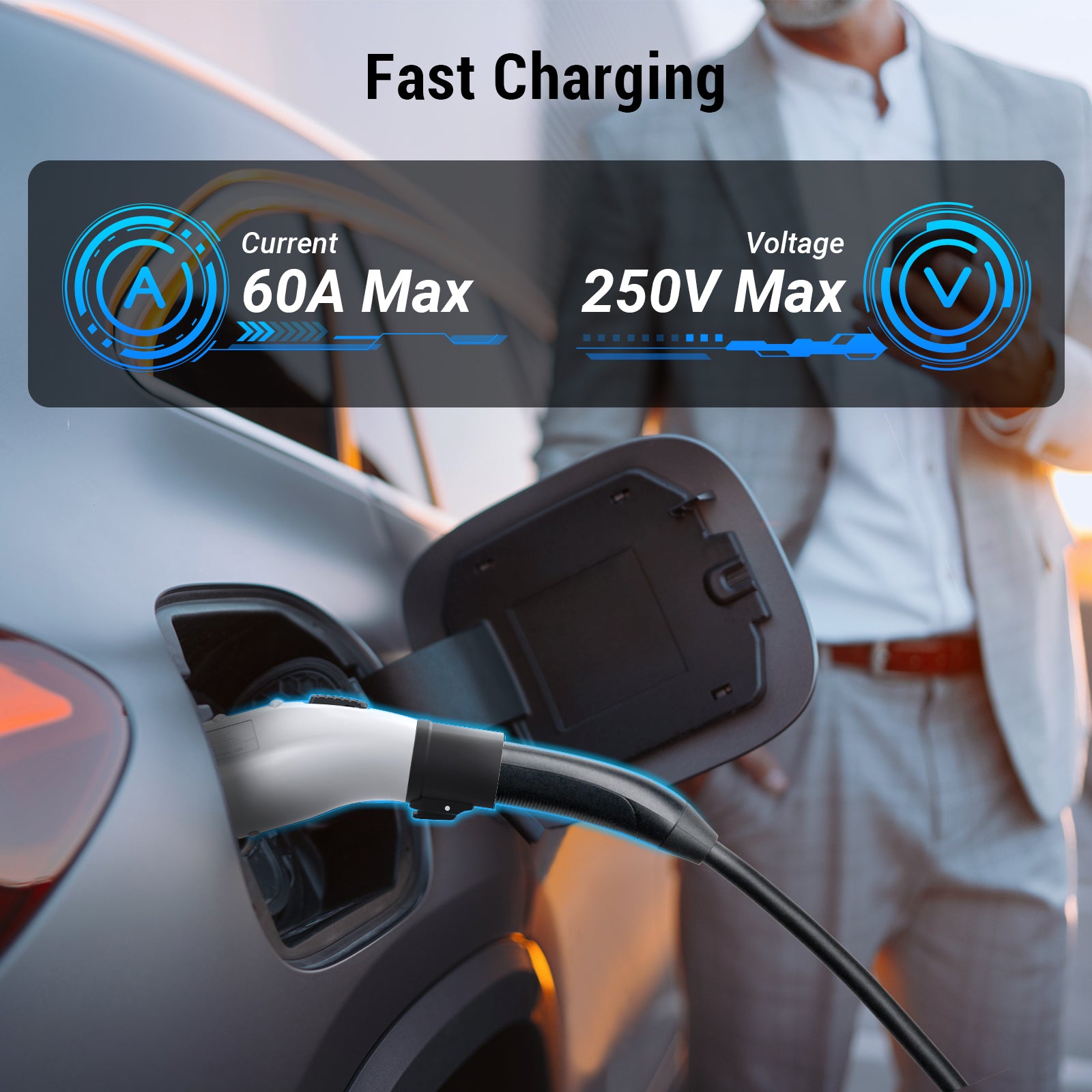 Max. 60 Ampere 250 V Tesla-Ladegerät auf J1772-Adapter