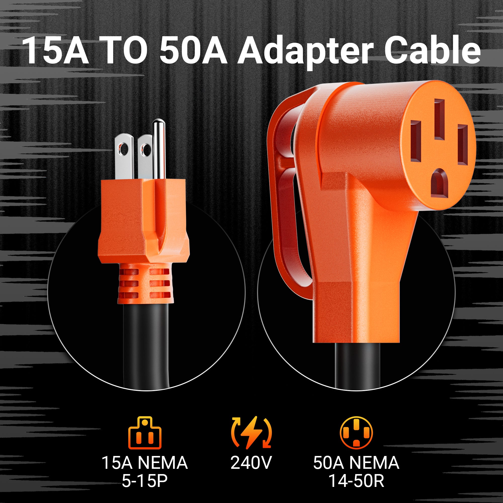 NEMA 5-15P to 14-50R Adapter Cord with Grip Handle for RV