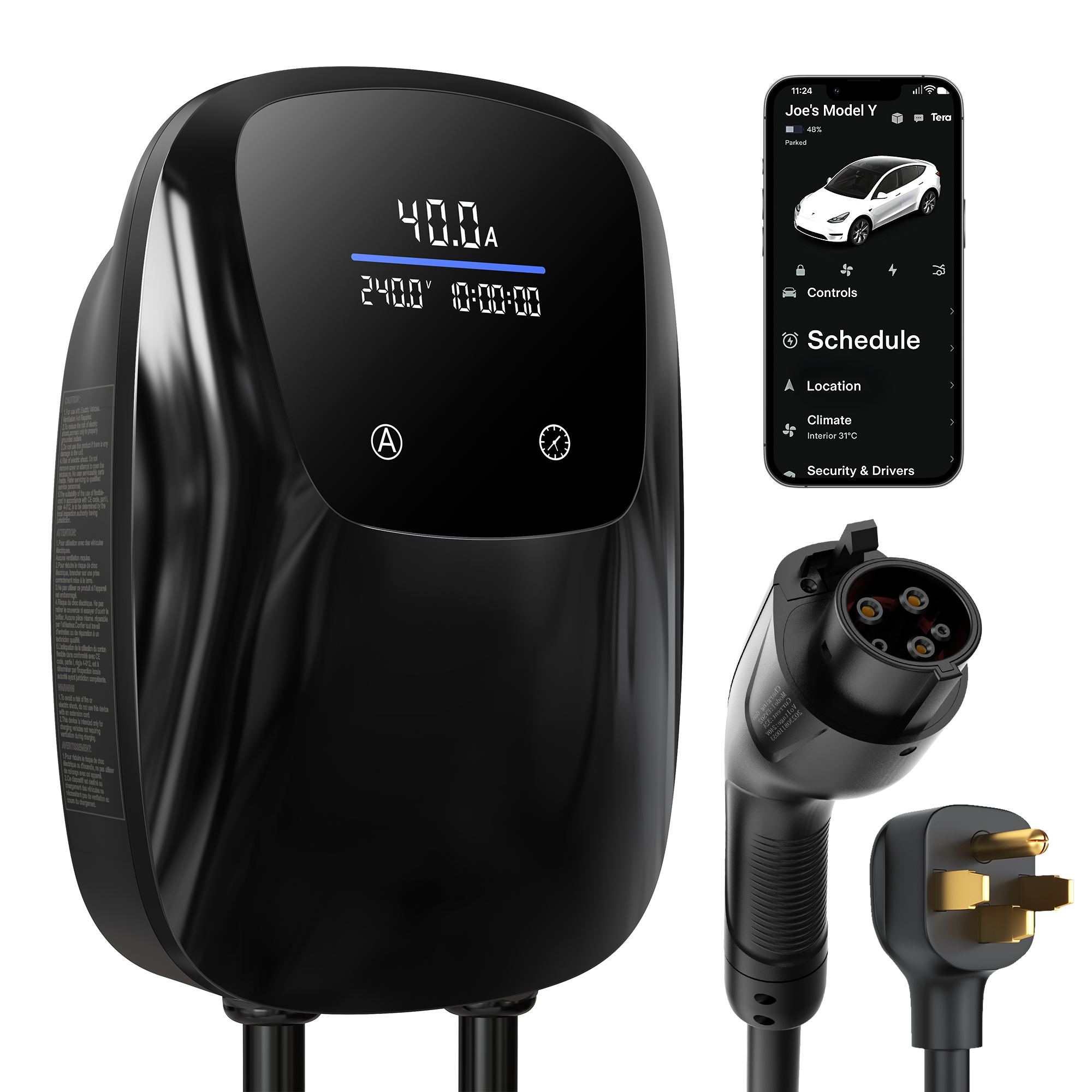 Tera EV充電器 J1772 NEMA 5-15P 3KW Amazon.com: Tera Portable Electric Vehicle Charger: Level 1