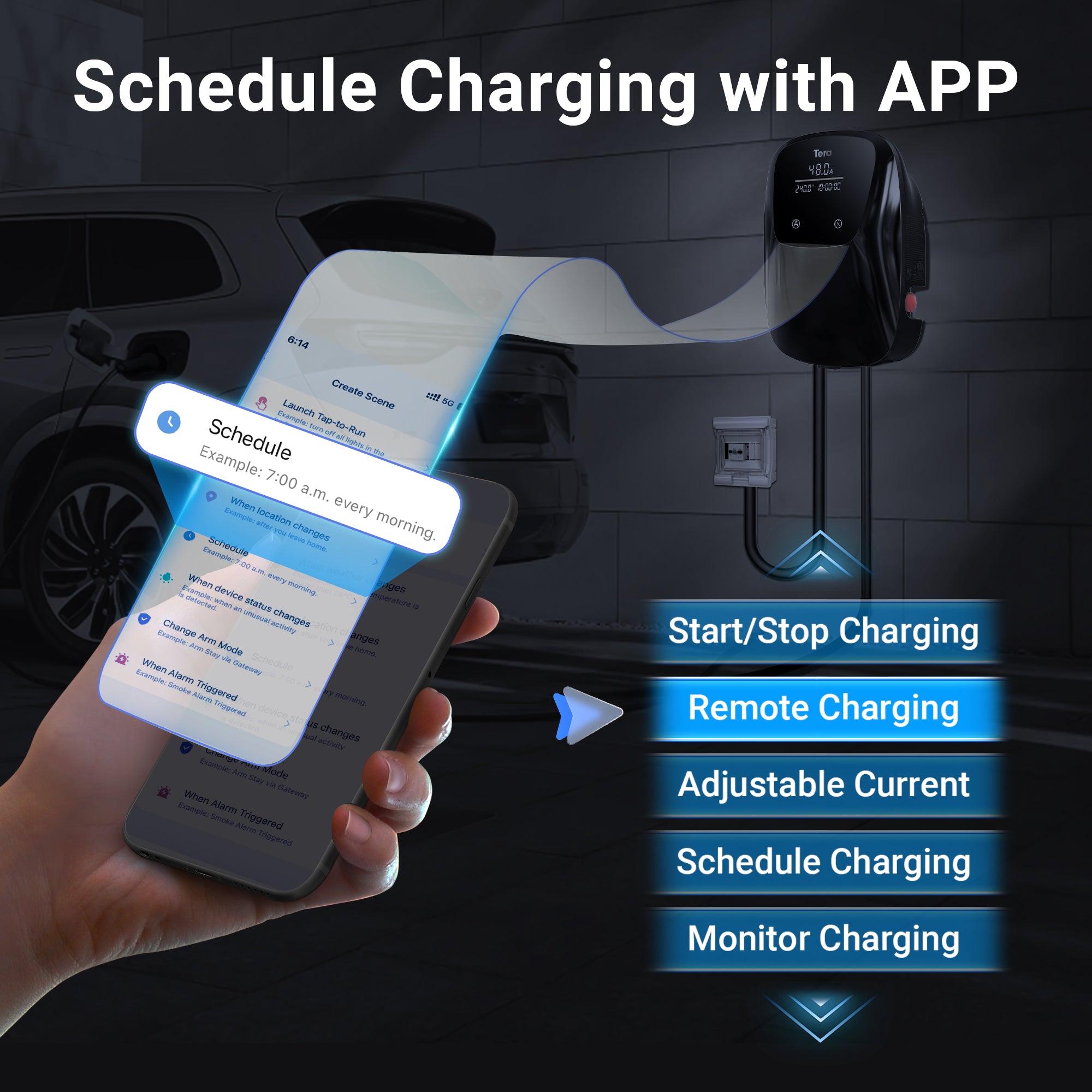 48 A 240 V Level 2 festverdrahtetes Heim-EV-Ladegerät für Tesla W02