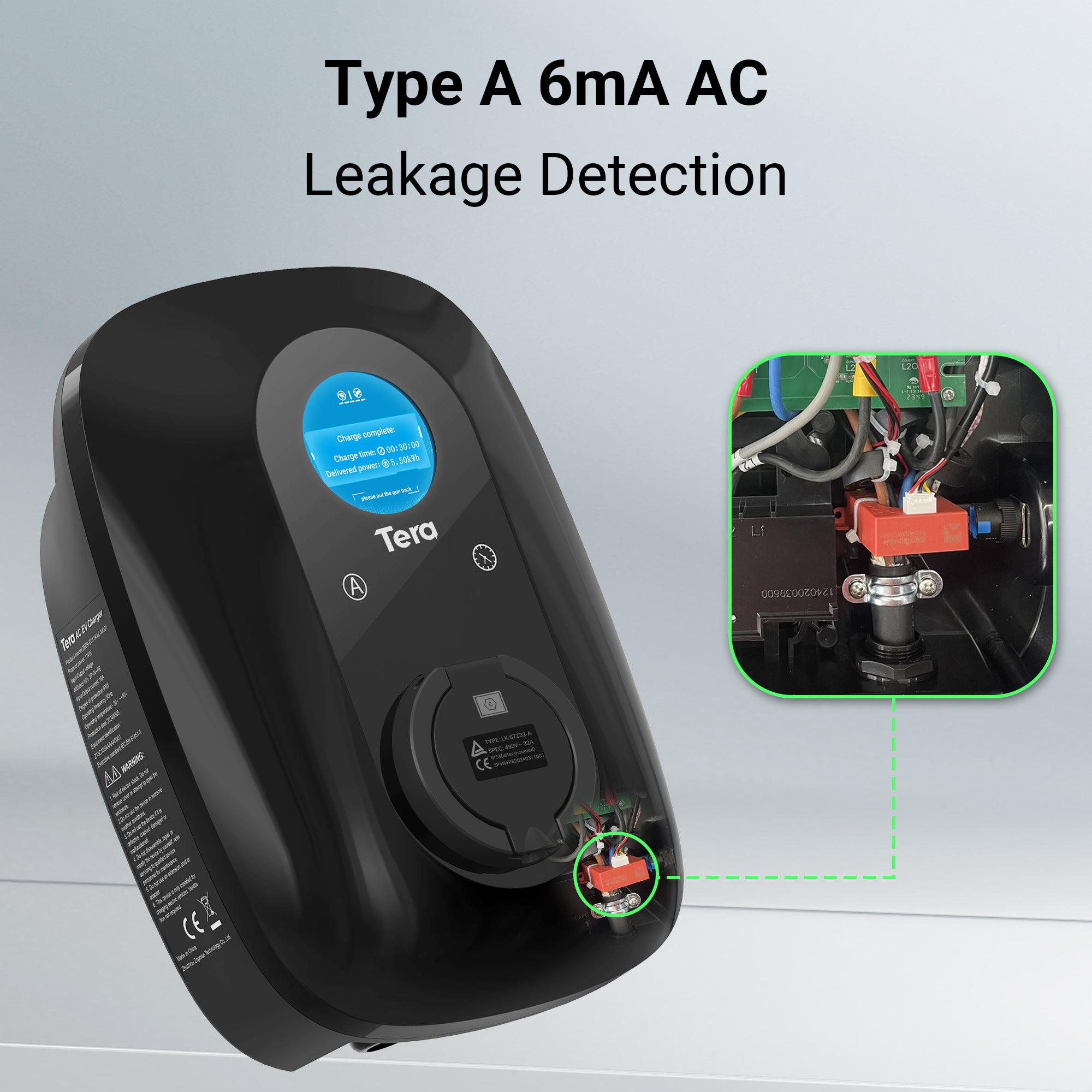 16A 400V 11KW Type 2 Black Home Charging Station Wallbox W03