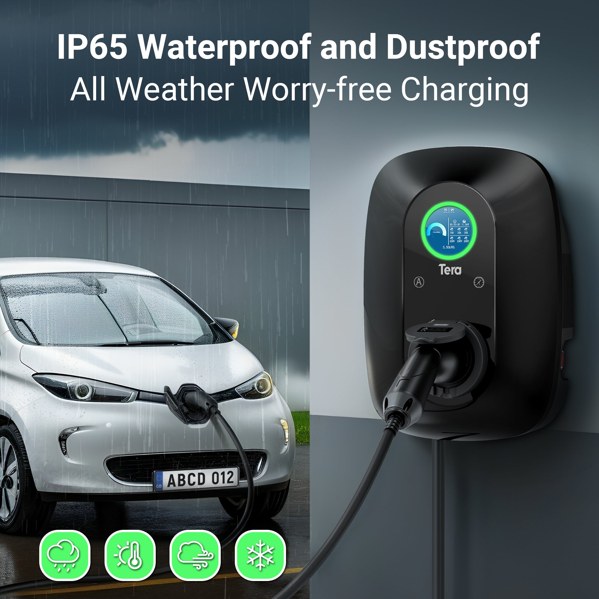 16A 400V 11KW Type 2 Black Home Charging Station Wallbox W03