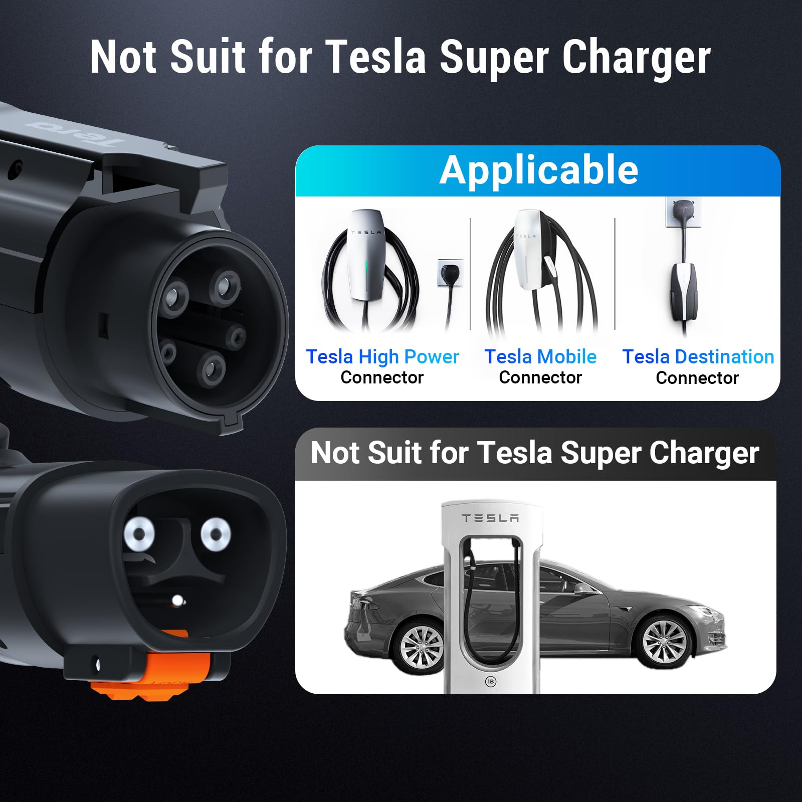 Max 48Amp 250V Tesla Charger to J1772 Adapter