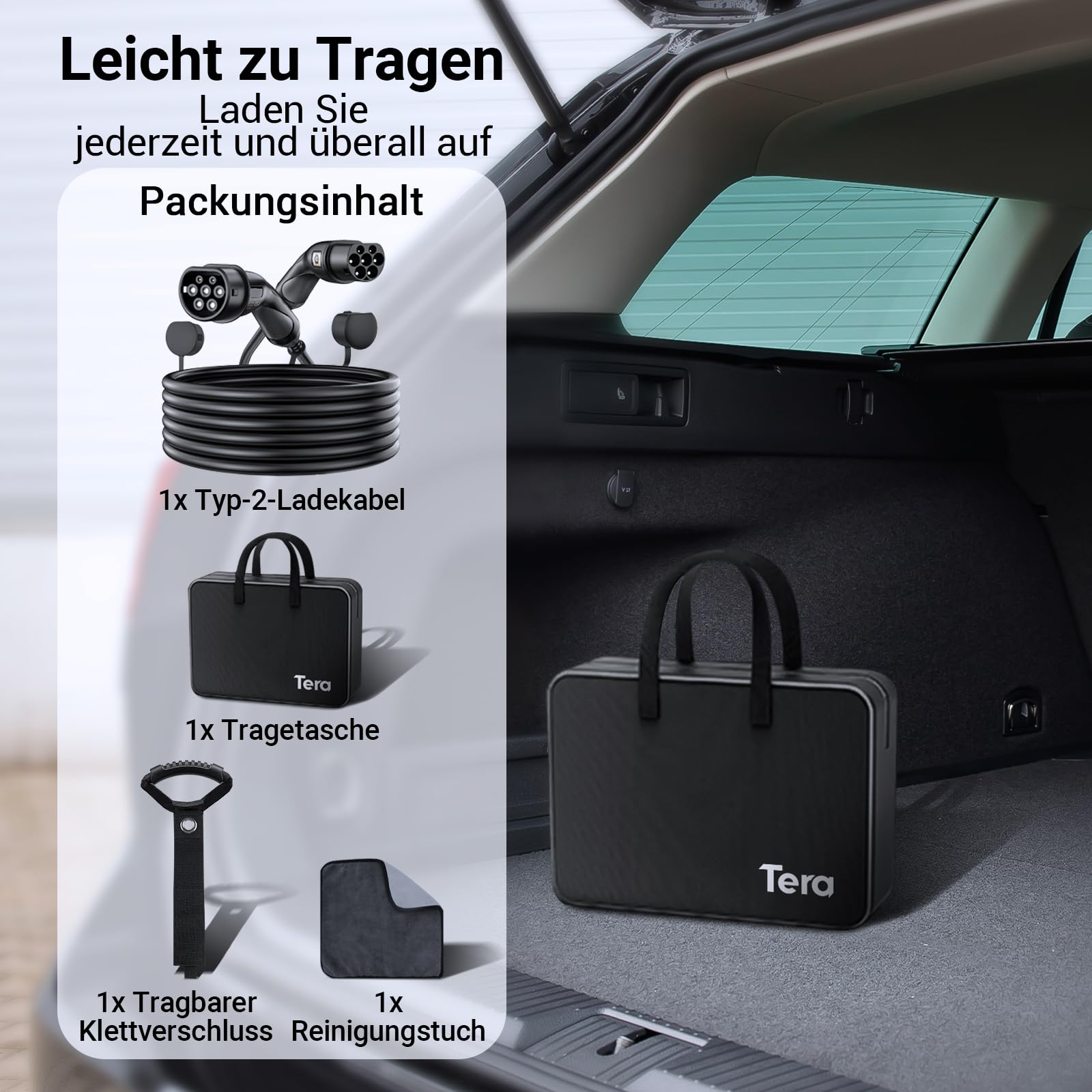 Tera Type 2 Charging Cable 22 KW 3 Phase Charging Cable with 32 A 7 Metres 22 KW for EV Electric Cars PHEV