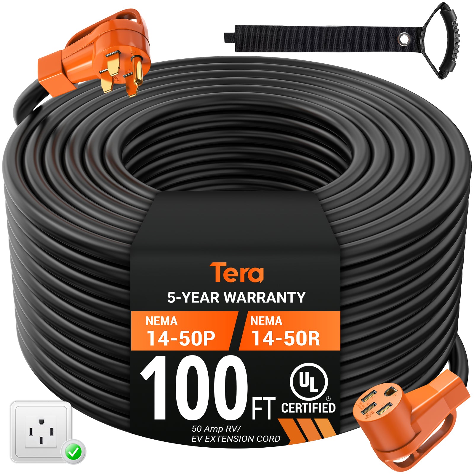 NEMA 14-50P bis 14-50R 50A RV- und EV-Verlängerungskabel für SAE J1772 und TESLA