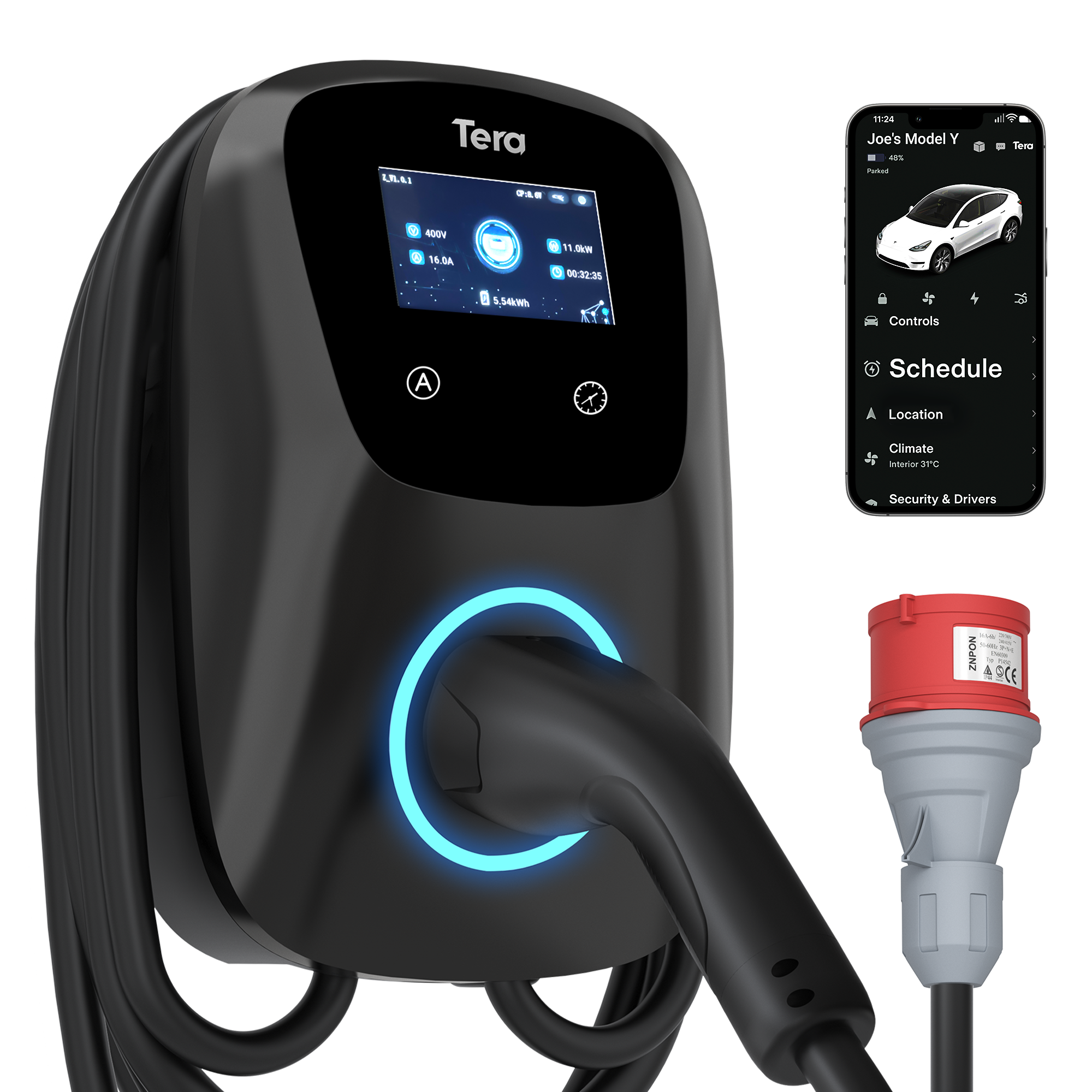 16A 400V Type 2 Home EV Charger CEE 3-Phase Plug for All EVs & PHEVs W01