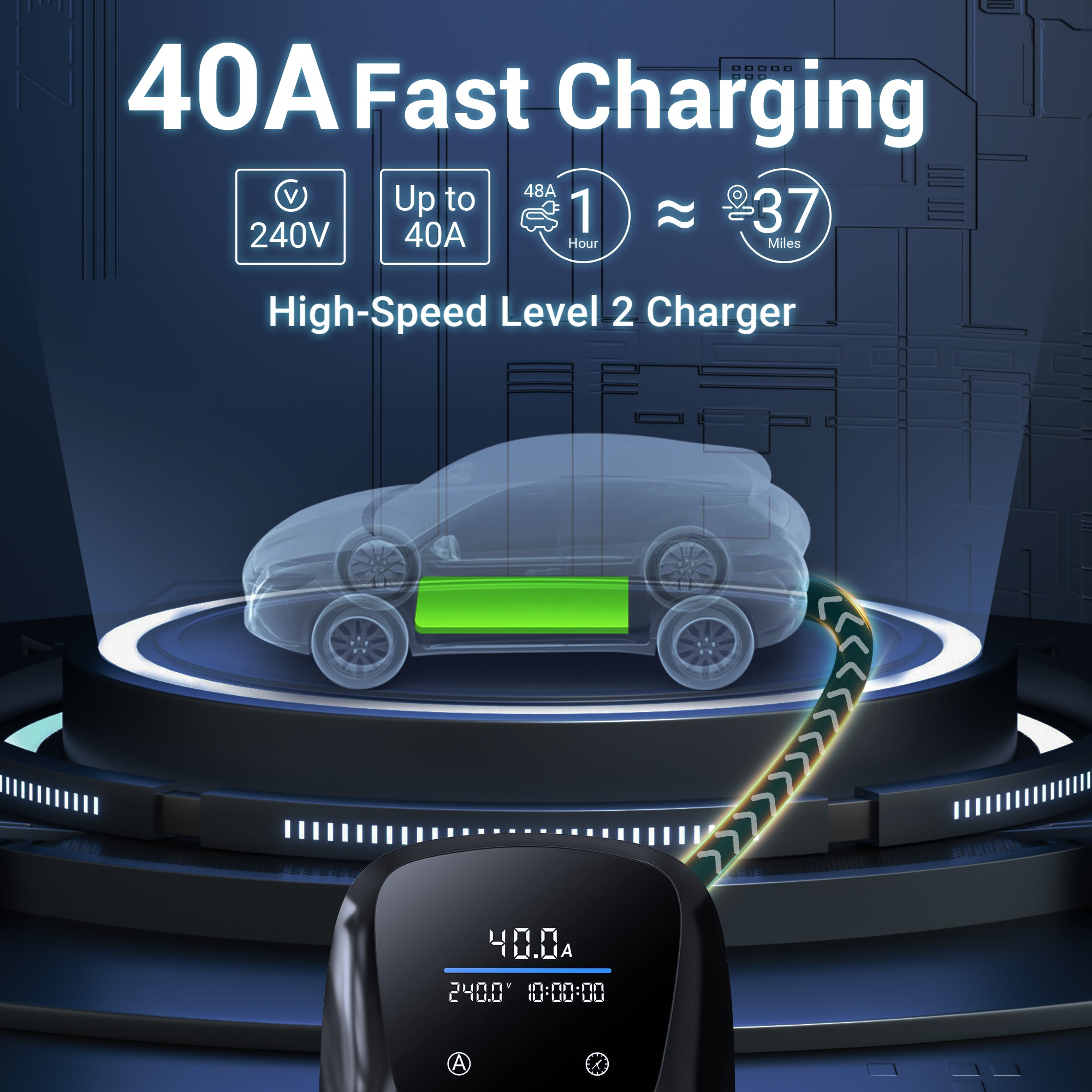 40A 240V Level 2 Home EV Charger for SAE J1772 W02