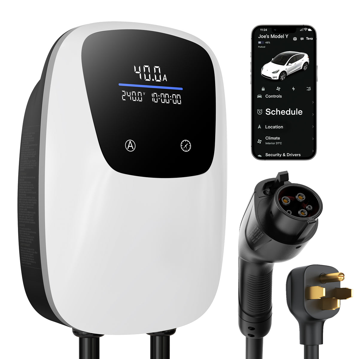 Tera Electric Vehicle Charger J1772: ETL Certified Level 2 40 Amp 240 ...