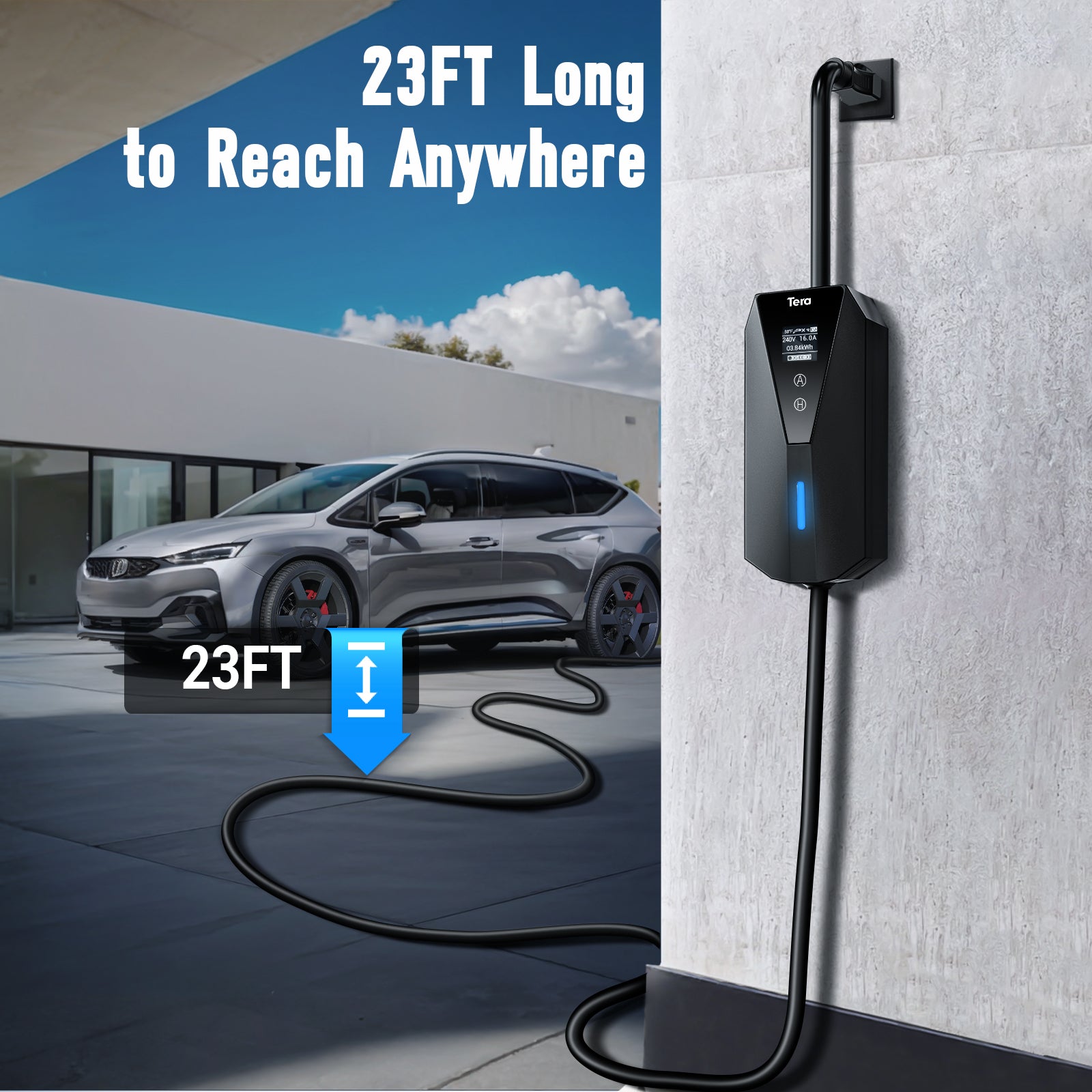 16A 240V Level 2 Black Portable EV Charger P02