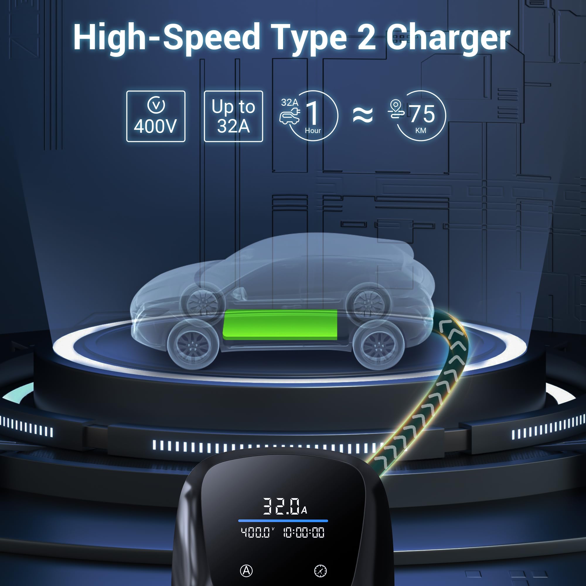 32A 400V 22KW Type 2 Home Charging Station Wallbox W02