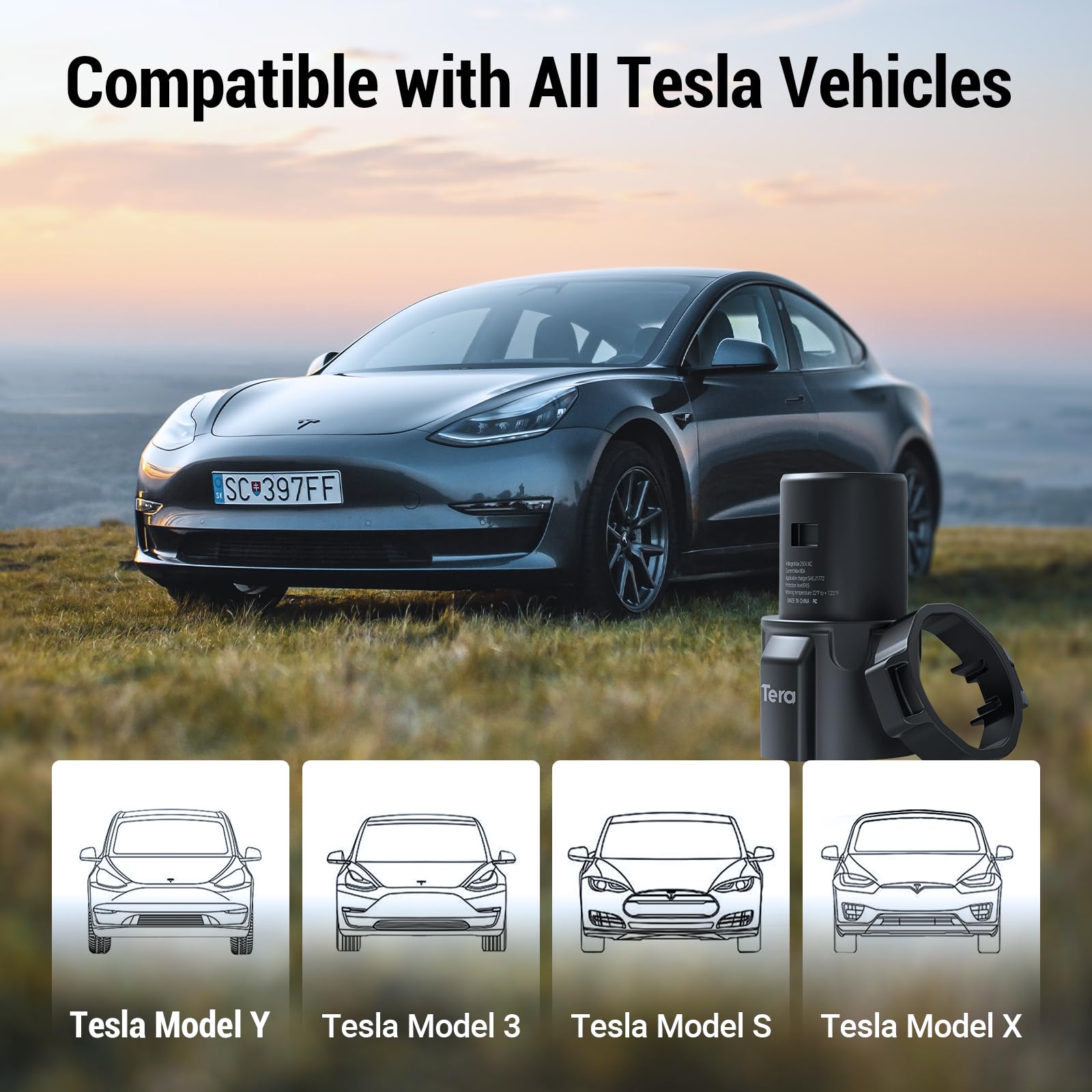 Tesla Charger Adapter - Effortless Charging for Models S, 3, X