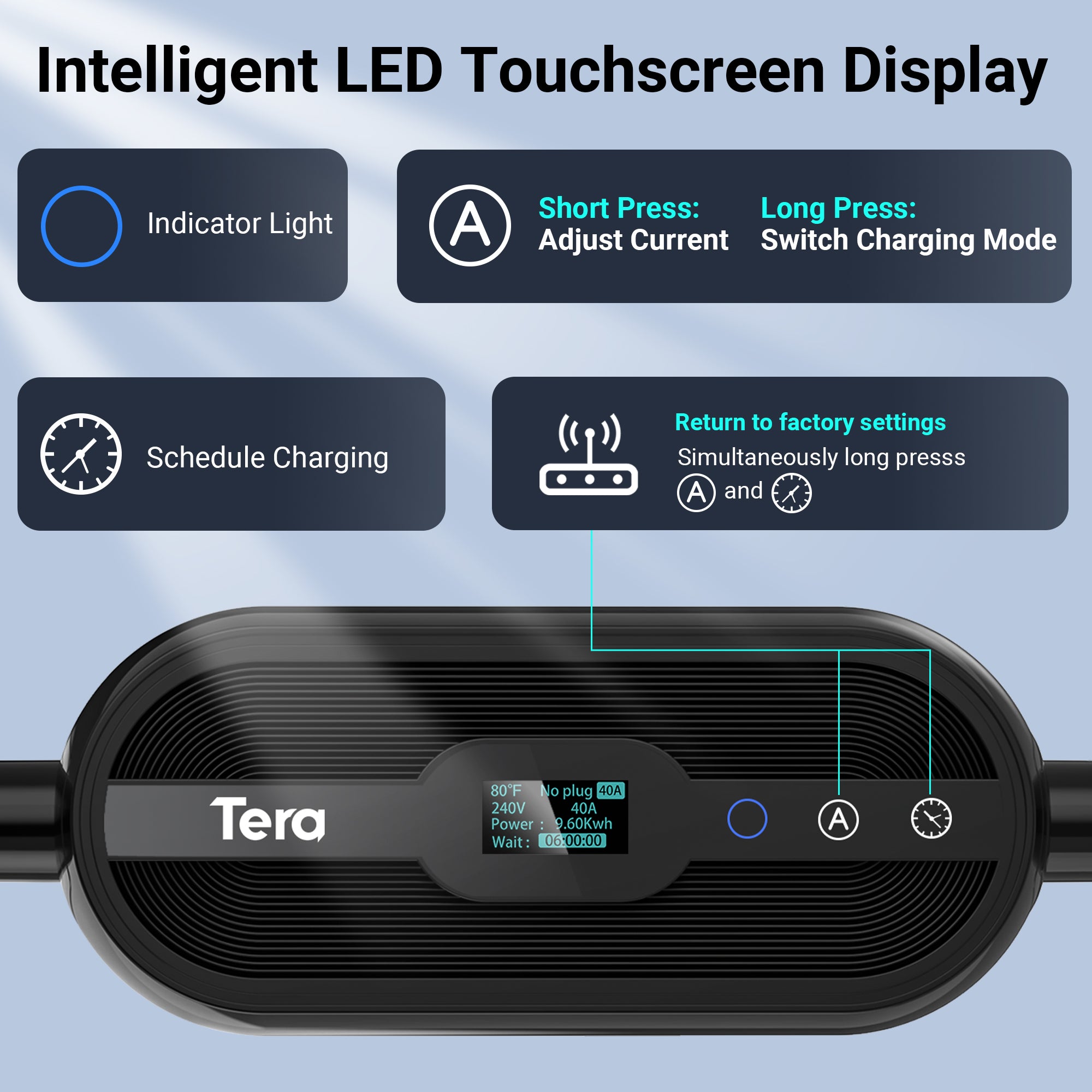 40A 240V Level 2 Portable EV Charger for All Tesla EVs