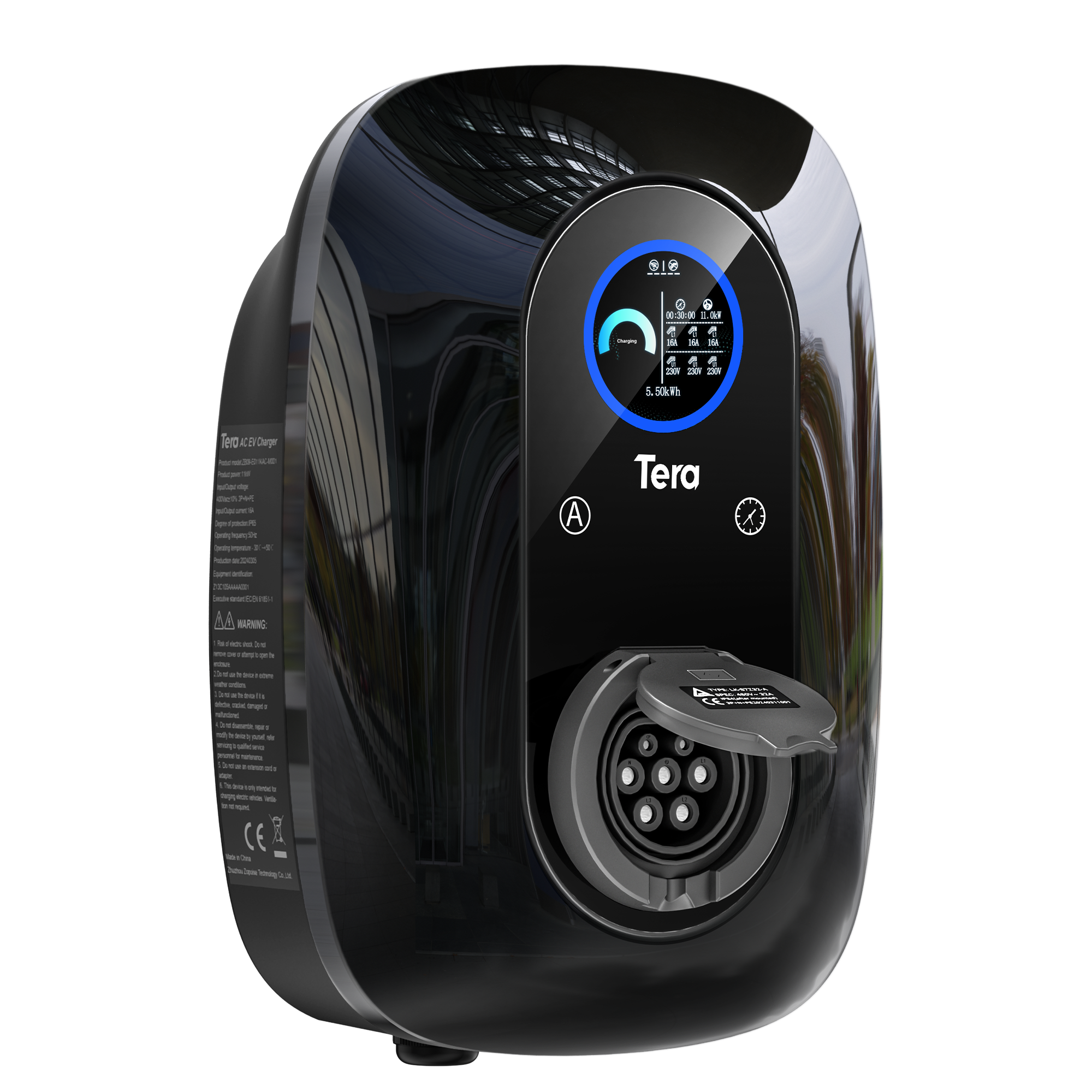 16A 400V 11KW Type 2 Black Home Charging Station Wallbox W03