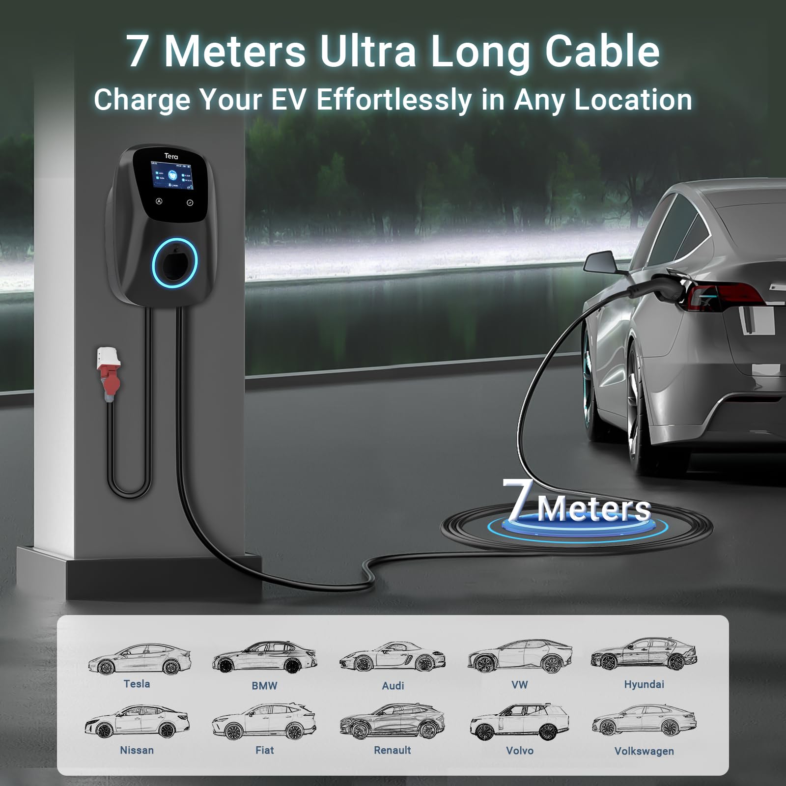 32A 400V Type 2 Home EV Charger CEE 3-Phase Plug for All EVs & PHEVs W01