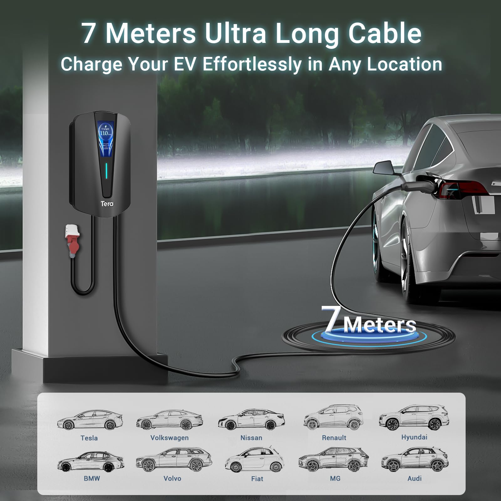 16A 400V Type 2 Home EV Charger with 3-Phase CEE Plug Cable for EVS & PHEVs Q8