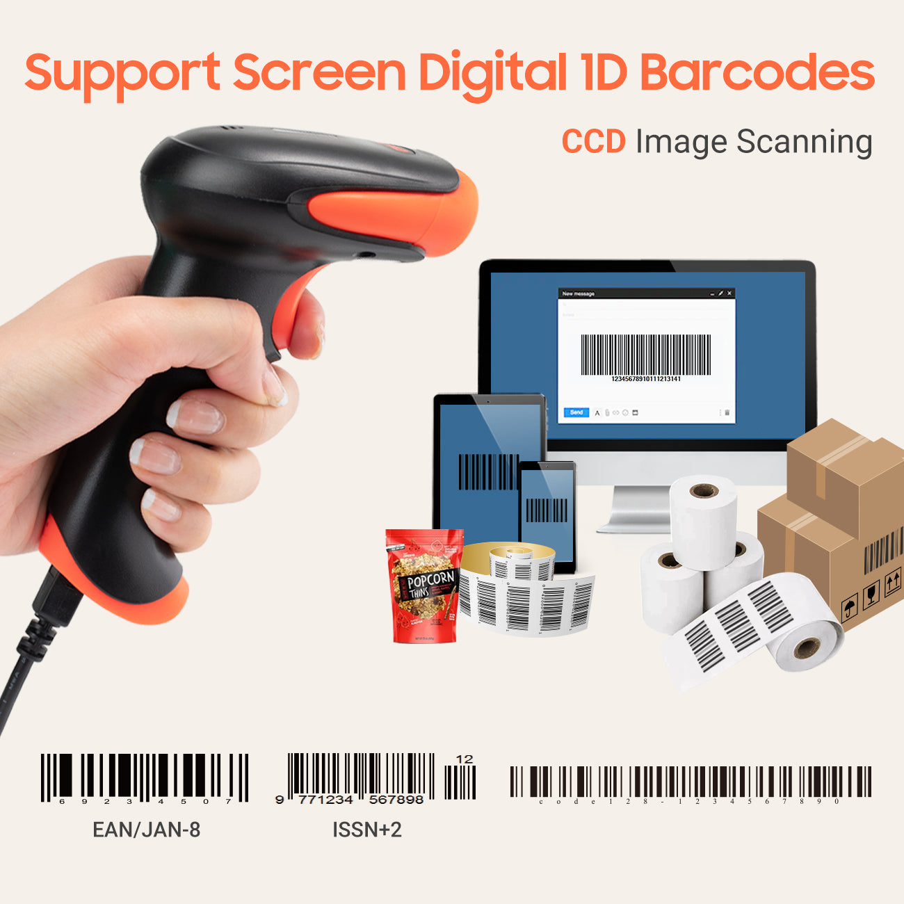 1D CCD Wired Barcode Scanner 1500C – Tera Innovation